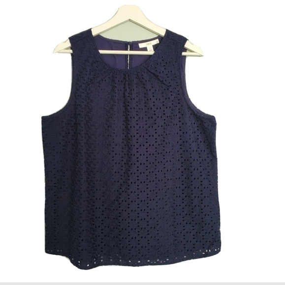 NEW 1901 Navy Eyelet Top - Picture 1 of 4